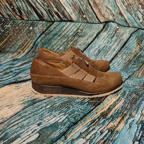 Brunate Size 40 Tan Gold Leather Suede Platform Sneakers with Zipper - Picture 6 of 10